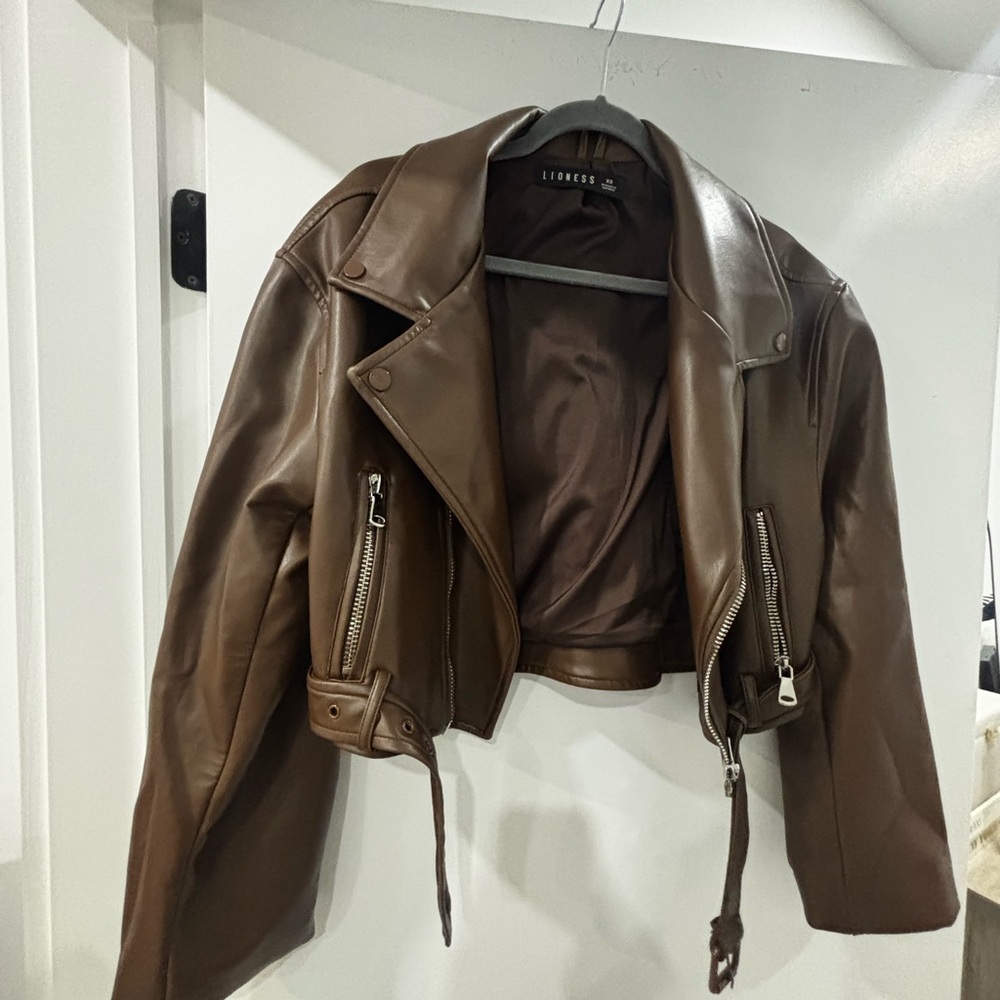 Lioness Chocolate Brown Leather Jacket